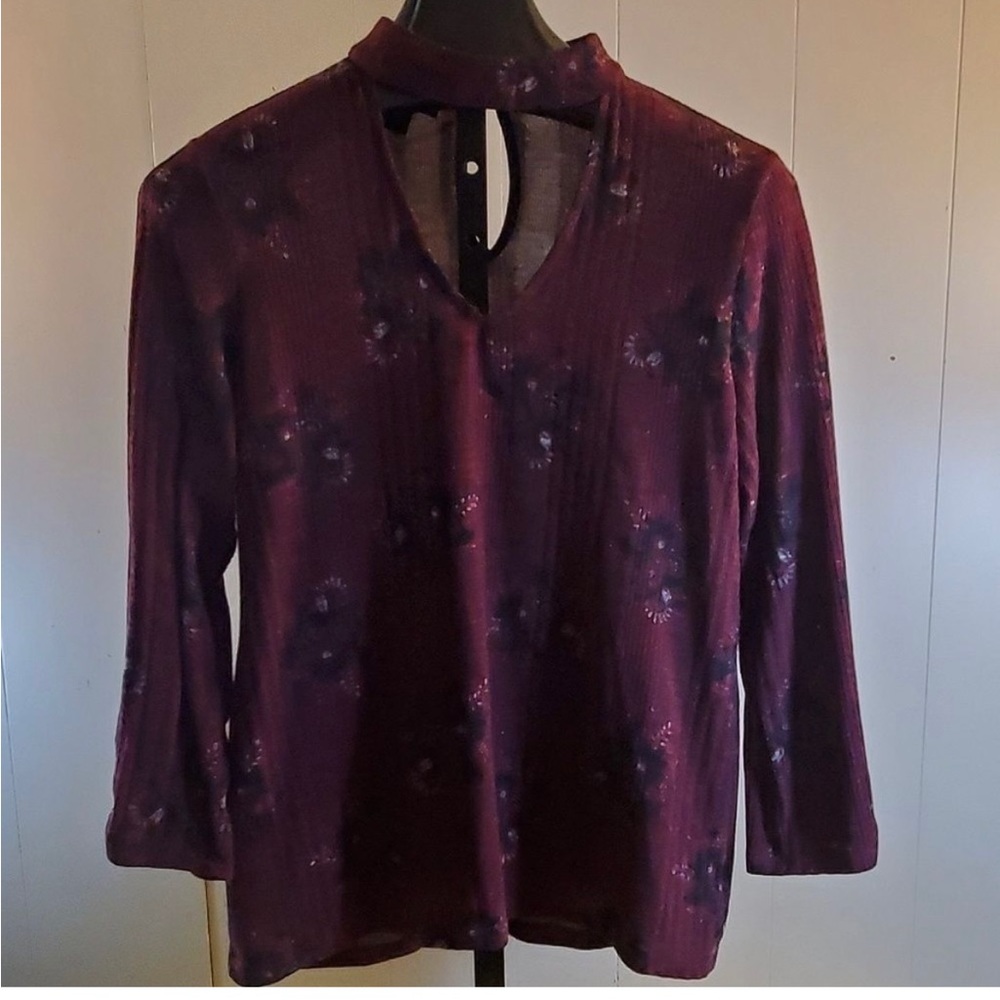 AGB Maroon Printer Choker Neck Top- Bundle any 5 items under $10 for $20